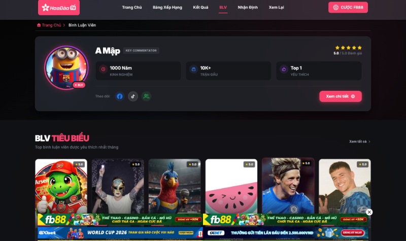 Đội ngũ bình luận viên Hoa Đào TV chuyên nghiệp